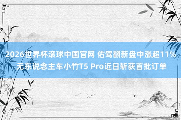 2026世界杯滚球中国官网 佑驾翻新盘中涨超11% 无东说念主车小竹T5 Pro近日斩获首批订单