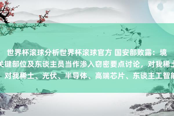 世界杯滚球分析世界杯滚球官方 国安部败露：境外间谍将我党政军中枢关键部位及东谈主员当作渗入窃密要点讨论，对我稀土、光伏、半导体、高端芯片、东谈主工智能等界限试验窃密