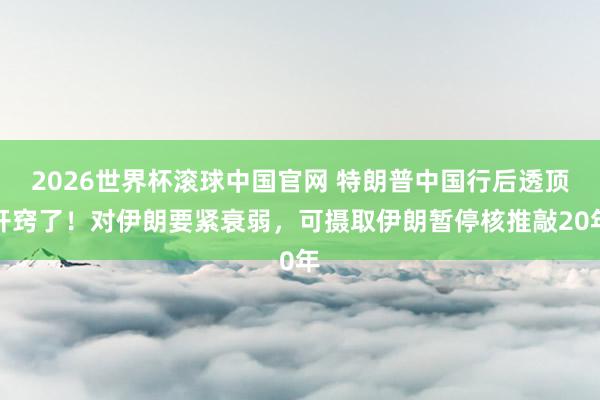 2026世界杯滚球中国官网 特朗普中国行后透顶开窍了！对伊朗要紧衰弱，可摄取伊朗暂停核推敲20年
