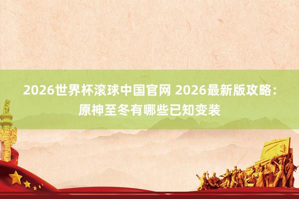 2026世界杯滚球中国官网 2026最新版攻略：原神至冬有哪些已知变装