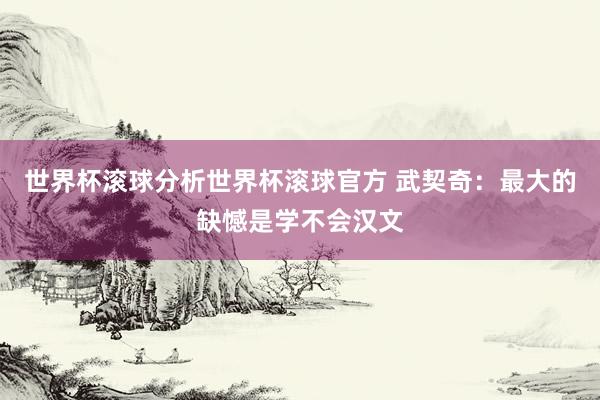 世界杯滚球分析世界杯滚球官方 武契奇：最大的缺憾是学不会汉文