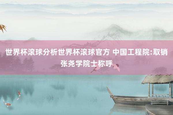 世界杯滚球分析世界杯滚球官方 中国工程院:取销张尧学院士称呼