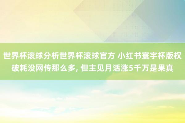世界杯滚球分析世界杯滚球官方 小红书寰宇杯版权破耗没网传那么多， 但主见月活涨5千万是果真