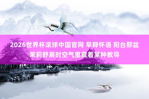 2026世界杯滚球中国官网 早释怀语 阳台那盆茉莉舒展时空气里藏着某种教导
