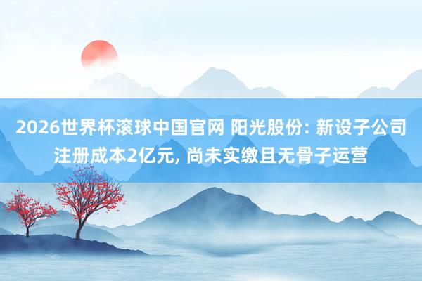2026世界杯滚球中国官网 阳光股份: 新设子公司注册成本2亿元， 尚未实缴且无骨子运营