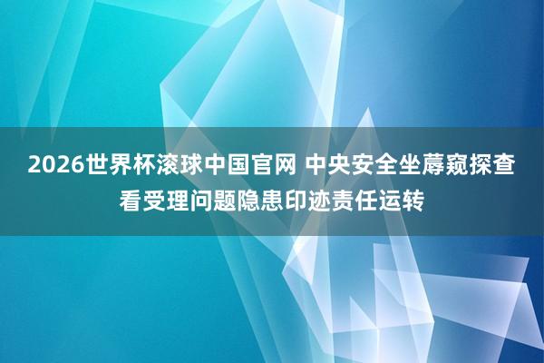 2026世界杯滚球中国官网 中央安全坐蓐窥探查看受理问题隐患印迹责任运转